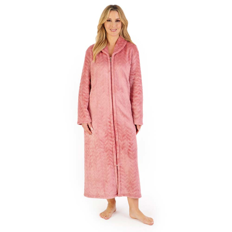 Slenderella Herringbone Housecoat in Pink HC06317
