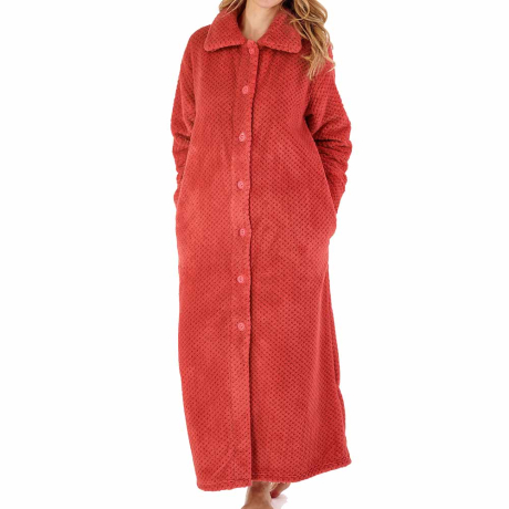 Longer Length Luxury Waffle Fleece Button Through Housecoat