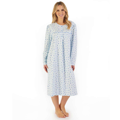 Slenderella Classic Cotton Flannel Nightdress in Blue ND06210