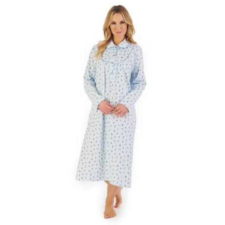 Slenderella Classic Cotton Flannel Nightdress in Blue ND06211