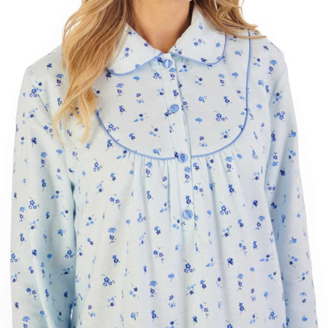 Slenderella Classic Cotton Flannel Nightdress in Blue ND06211