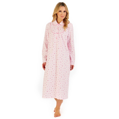 Slenderella Classic Cotton Flannel Nightdress in Pink ND06211