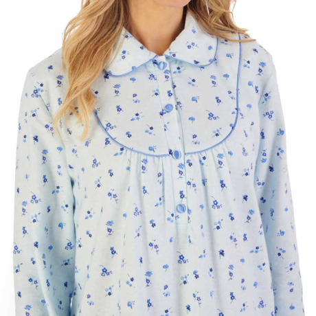 Slenderella Classic Cotton Flannel Nightdress in Blue ND06212