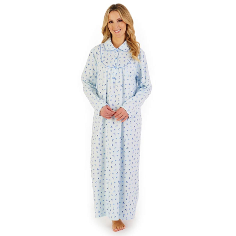 Slenderella Classic Cotton Flannel Nightdress in Blue ND06212