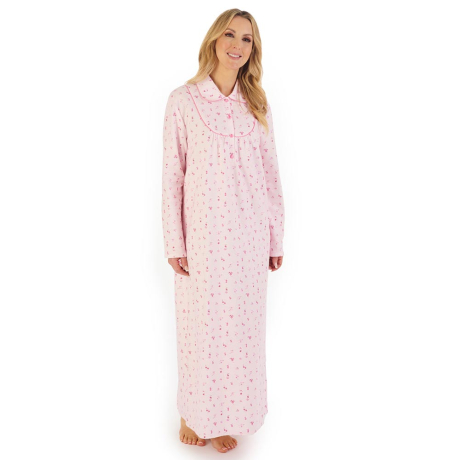 Slenderella Classic Cotton Flannel Nightdress in Pink ND06212