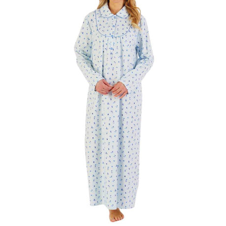 Slenderella Classic Cotton Flannel Nightdress in Blue ND06212