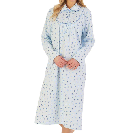 Slenderella Classic Cotton Flannel Nightdress in Blue ND06211