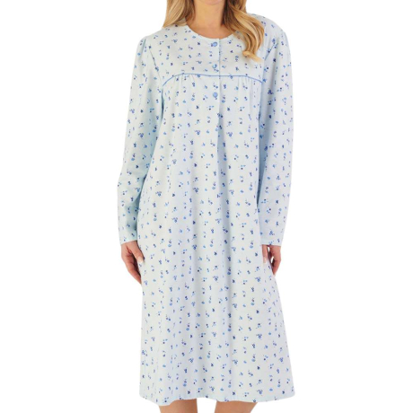 Classic Cotton Flannel Long Sleeve 43 Inch Nightdress