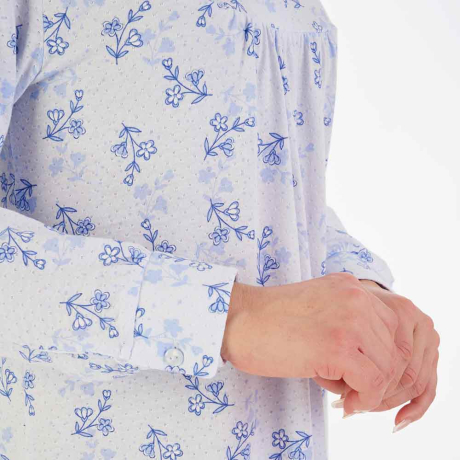 Sleeve Close Up of Slenderella Nightdress in Blue ND06108