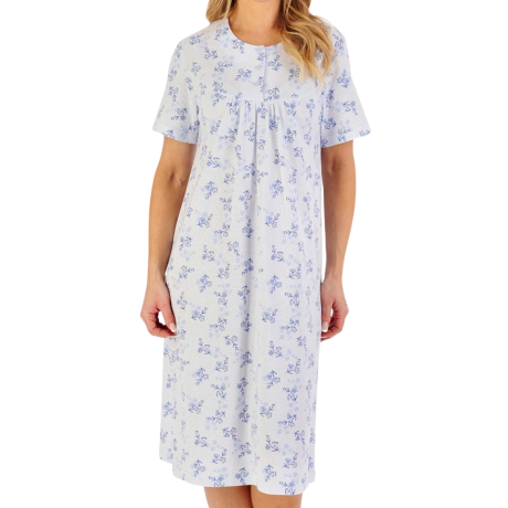 Floral Jacquard Short Sleeve 42 inch Polycotton Nightdress