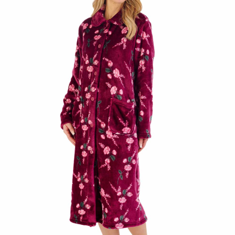 Camellia Button Through Fleece 46 Inch Housecoat