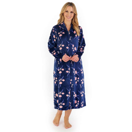 Slenderella Housecoat in Navy HC06312