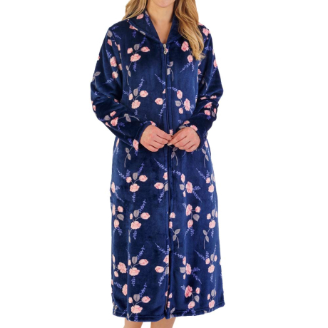 Camellia Zip Opening Fleece 46 Inch Housecoat