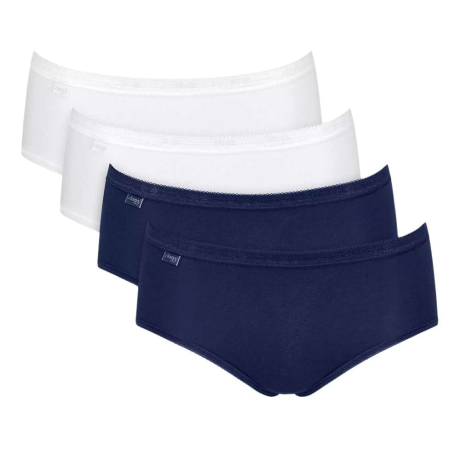 Sloggi Midi Briefs 4 Pack in white/navy MIDI