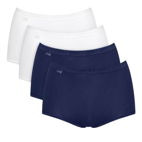 Sloggi Maxi Briefs 4 Pack in white/navy MAXI