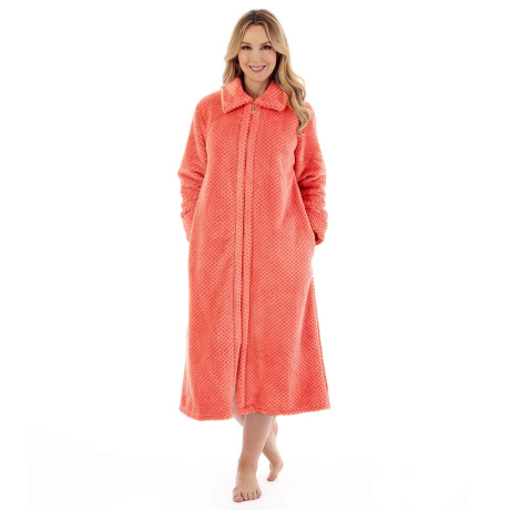 Slenderella Luxury Waffle Fleece Housecoat in Burnt Orange HC4326