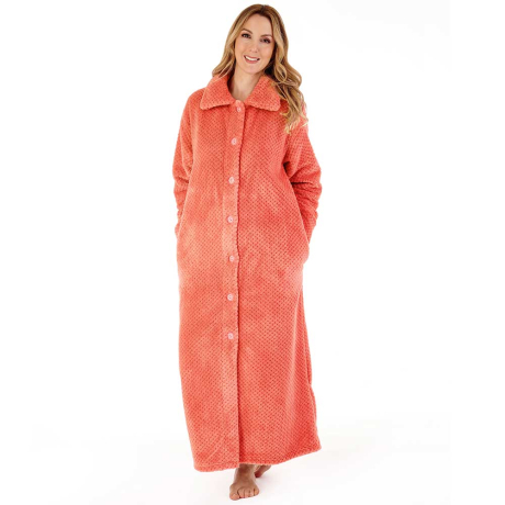 Slenderella Luxury Waffle Fleece Housecoat in Burnt Orange HC4328