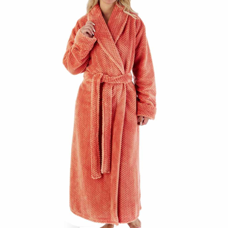 Slenderella Luxury Waffle Fleece Housecoat in Burnt Orange HC4329