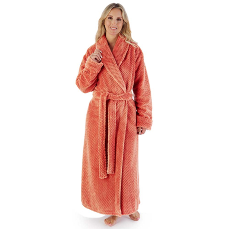 Slenderella Luxury Waffle Fleece Housecoat in Burnt Orange HC4329