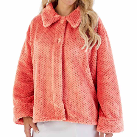 Slenderella Luxury Waffle Fleece Bedjacket in Burnt Orange BJ4325