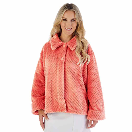 Slenderella Luxury Waffle Fleece Bedjacket in Burnt Orange BJ4325