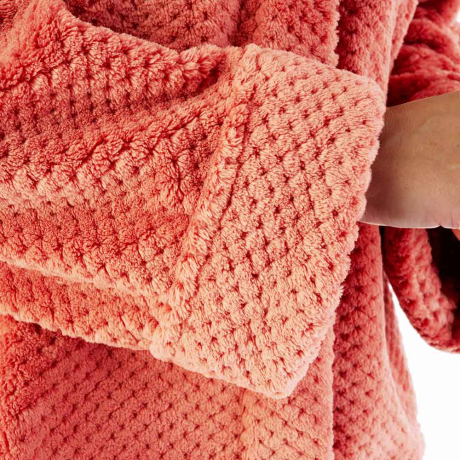 Close up of Sleeve of Slenderella Luxury Waffle Fleece Bedjacket in Burnt Orange BJ4325