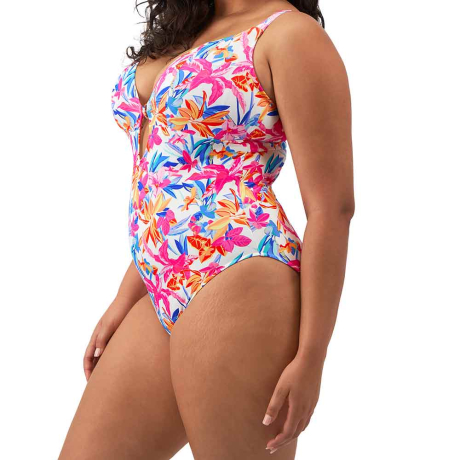 Sideview of Elomi Swim Savaneta Swimsuit in White ES801343