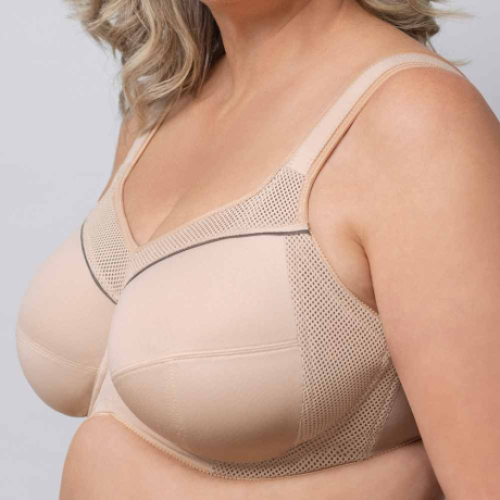 Sideview of Ulla Dessous Kate Underwired Sports Bra In Biscuit 6024