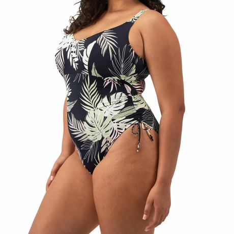 Sideview of Elomi Swim Tropical Retreat Swimsuit In Black ES801943