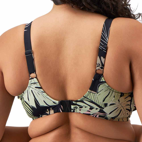 Backview of Elomi Swim Tropical Retreat Bikini Top In Black ES801902