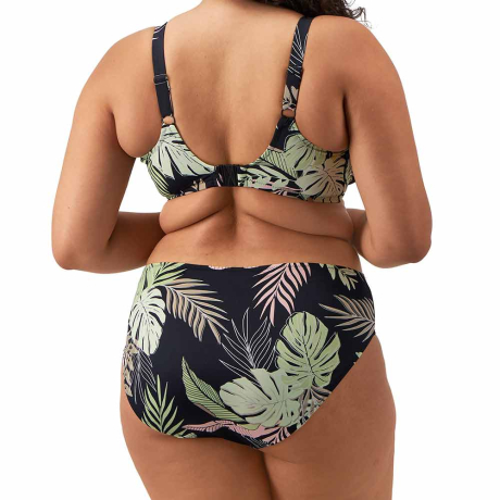 Backview of Elomi Swim Tropical Retreat Bikini Top and Briefs In Black ES801902 and ES801972