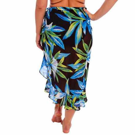 Backview of Fantasie Swim Talm Beach Sarong In Black FS505091