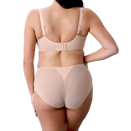 Backview of Berlei Beauty Stripe Bra and Briefs In Blush B541 and B543