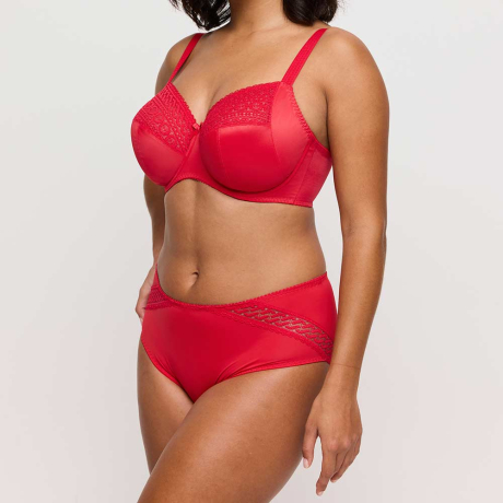 Sideview of PrimaDonna Montara Bra and Briefs In True Red 0163380 and 0563381
