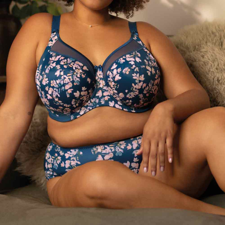 Goddess Kayla Bra and Briefs in Teal Blossom GD6162 and GD6168

