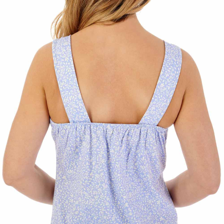 Backview of Slenderella Wild Thyme Nightdress In Blue ND08110
