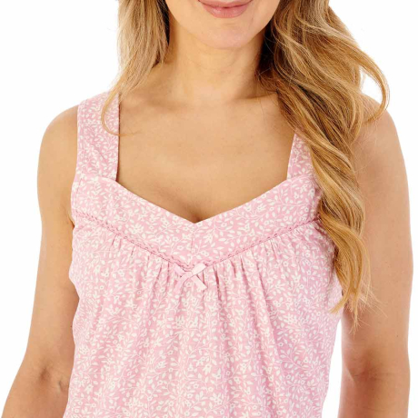 Close up of Slenderella Wild Thyme Nightdress In Pink ND08110
