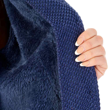 Lining of Slenderella Soft Waffle Bedjacket In Navy BJ08331
