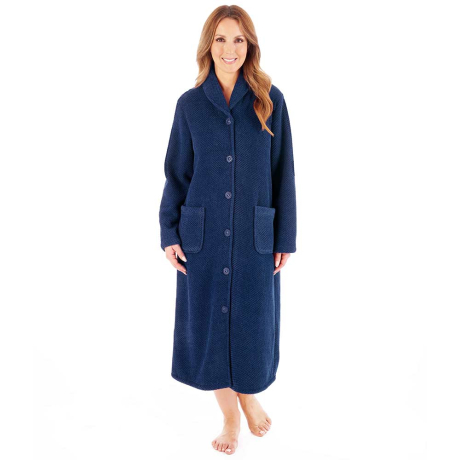 Slenderella Soft Waffle Housecoat In Navy HC08332
