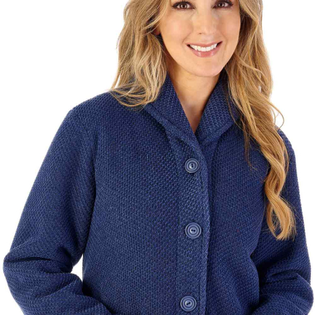 Slenderella Soft Waffle Housecoat In Navy HC08332

