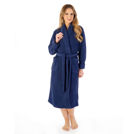 Slenderella Soft Waffle Housecoat In Navy HC08333
