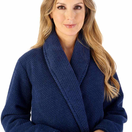 Slenderella Soft Waffle Housecoat In Navy HC08333

