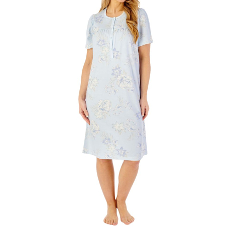 Lilly Short Sleeve Buttoned Top 40 Inch Cotton Nightdress