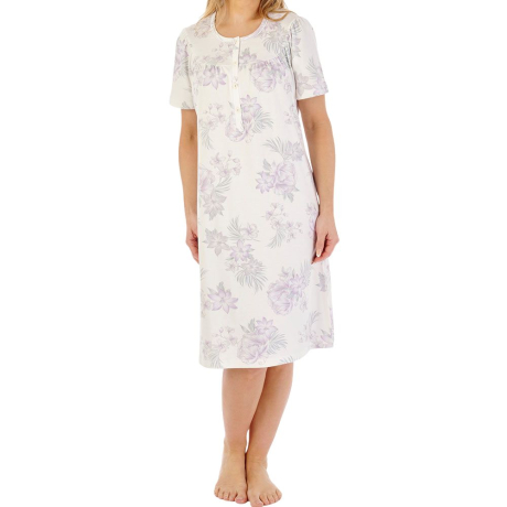 Lilly Short Sleeve Buttoned Top 40 Inch Cotton Nightdress