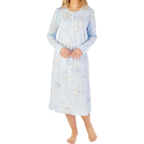 Lilly Long Sleeve Buttoned Top 45 Inch Cotton Nightdress