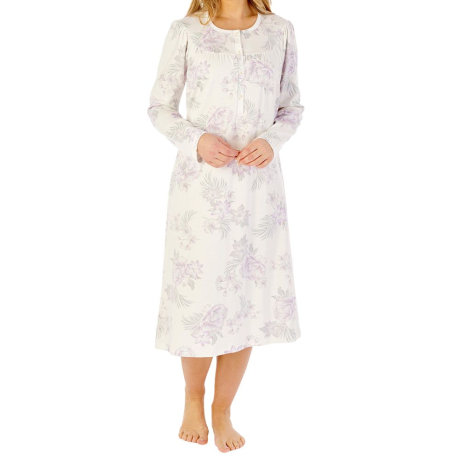 Lilly Long Sleeve Buttoned Top 45 Inch Cotton Nightdress