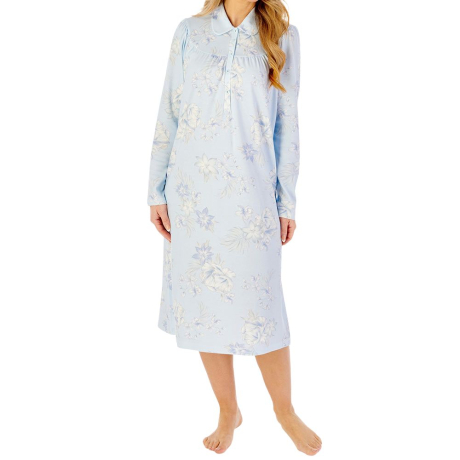 Lilly Long Sleeve Collared Cotton 45 Inch Nightdress
