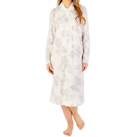 Lilly Long Sleeve Collared Cotton 45 Inch Nightdress