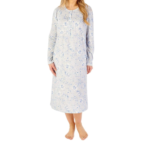 Windflower Long Sleeve Cotton 45 Inch Nightdress