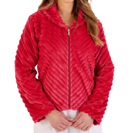 Stripes Zip Opening Long Sleeve Bedjacket